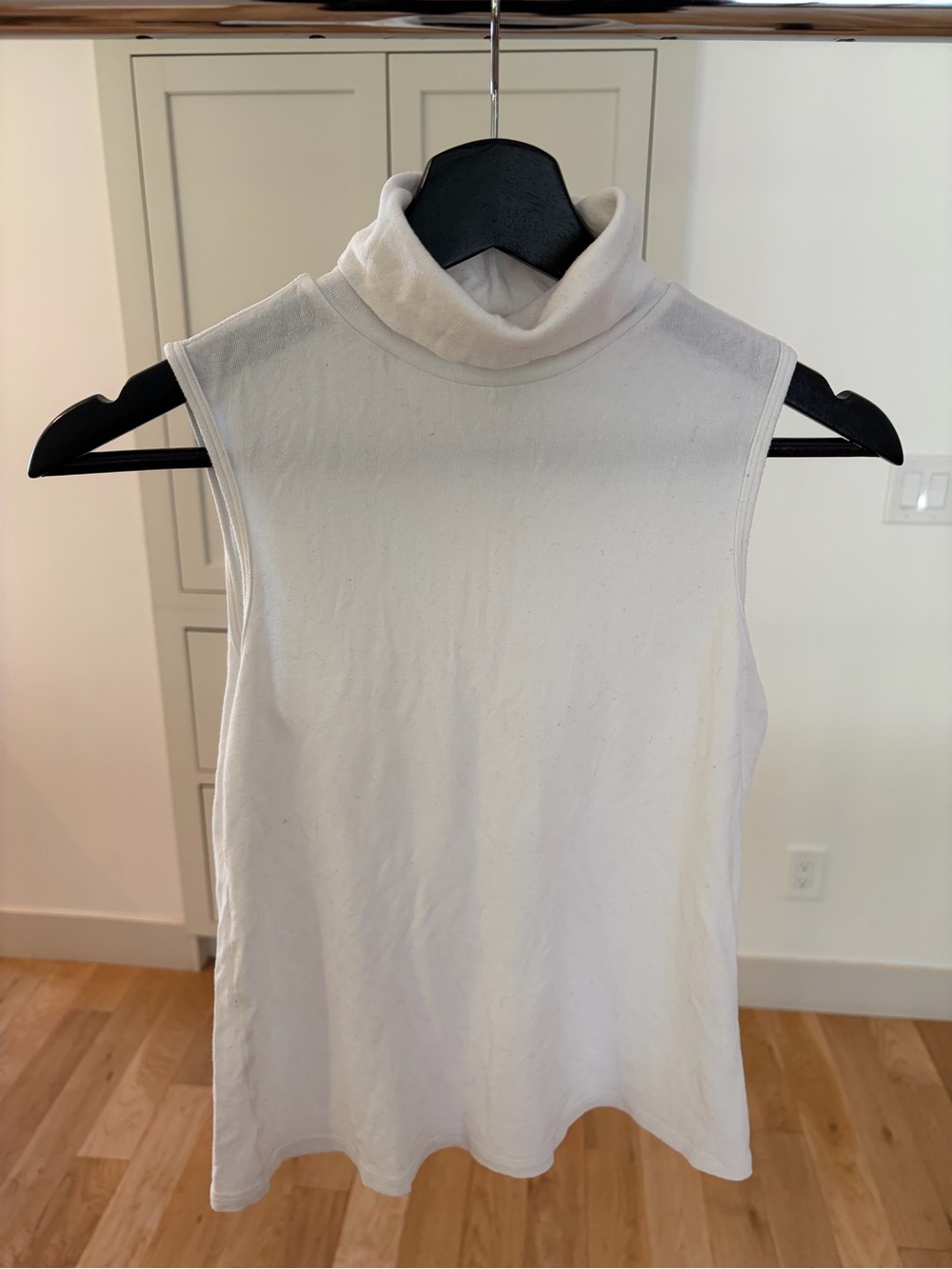 Theory Sleeveless White Turtleneck Top